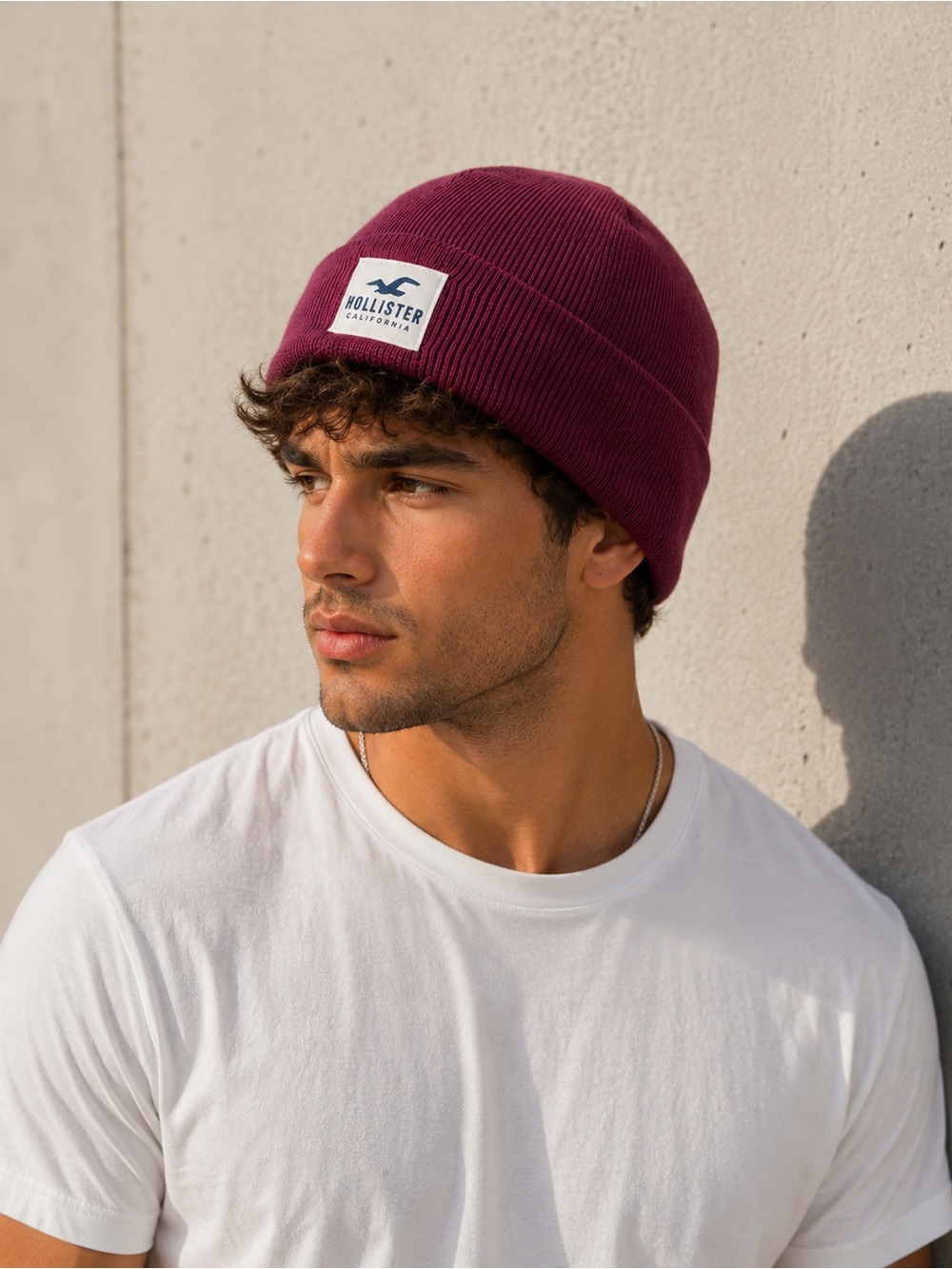 Hollister‎ California Burgundy Knit Beanie Hat One Size